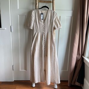 Stripe Maxi Button-Down Dress: Size S